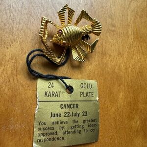 24 Karat Gold Plated Cancer Brooch